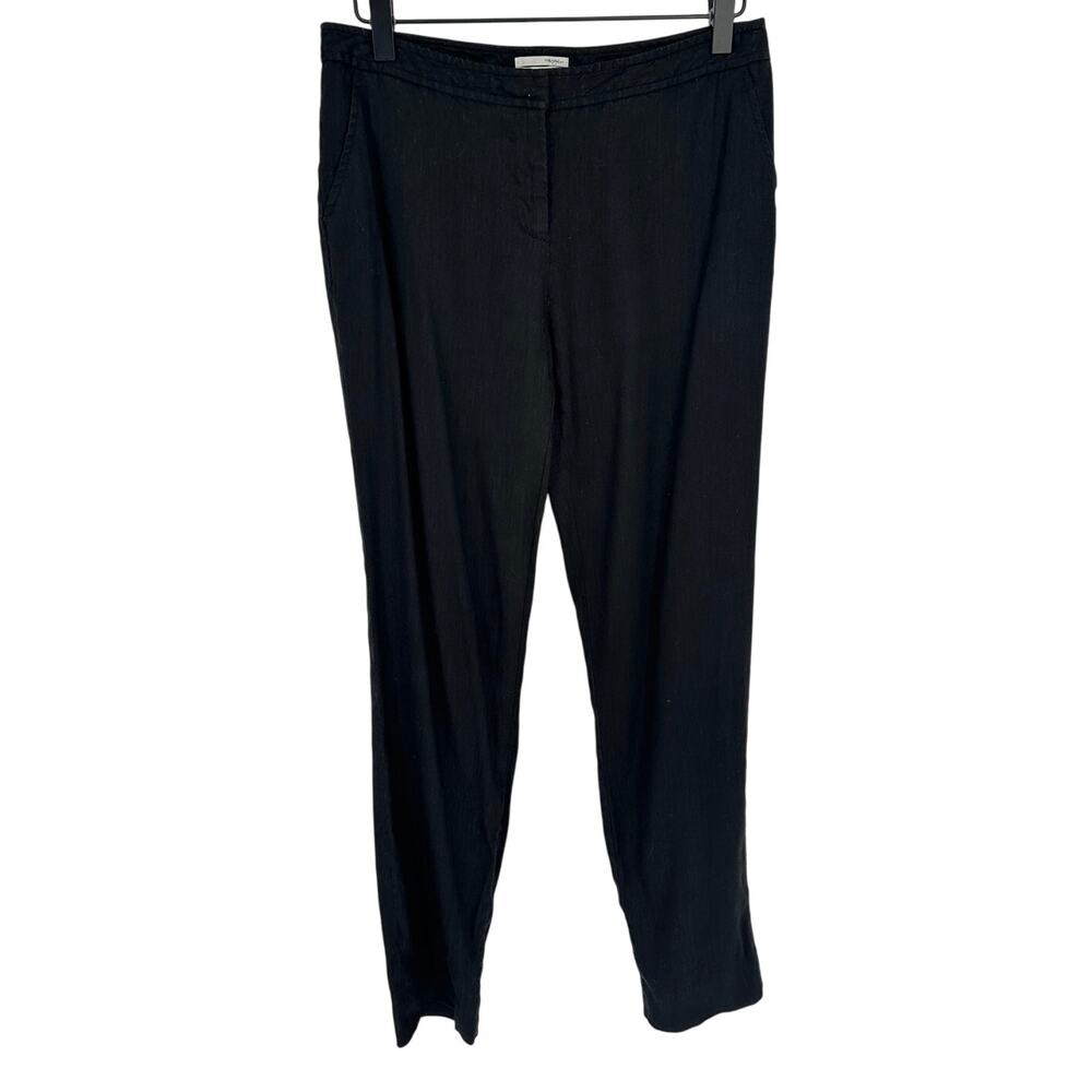 Halogen Taylor Fit Linen Blend Pants Womens 2 Black Mid Rise Straight Leg Office